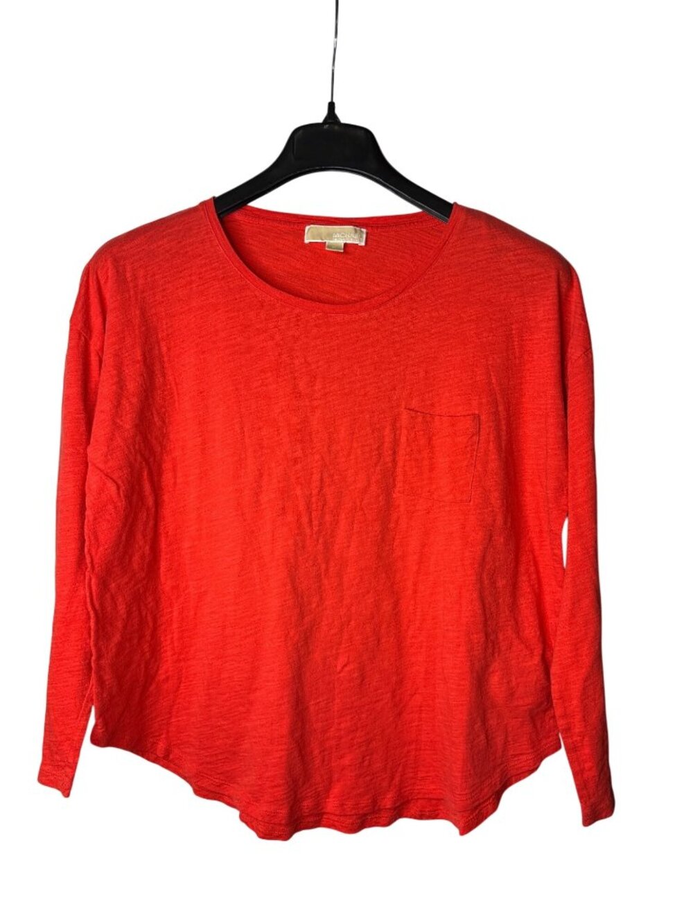 Michael Michael Kors Womens Long Sleeve Pocket Tee Top Size XL Orange Cotton
